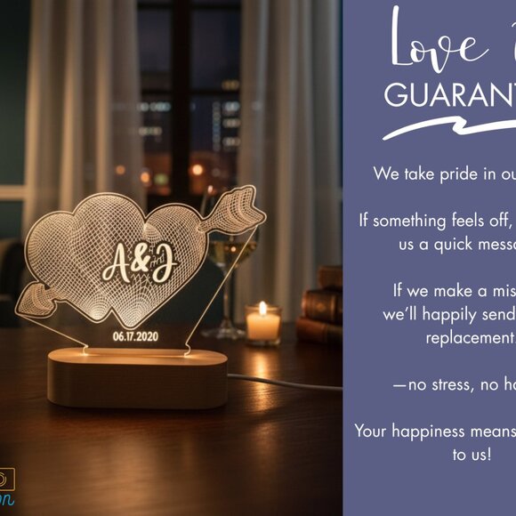 Personalized LED Heart Light • Custom Valentine’s Gift • Gift for Her - Picture 6 of 8